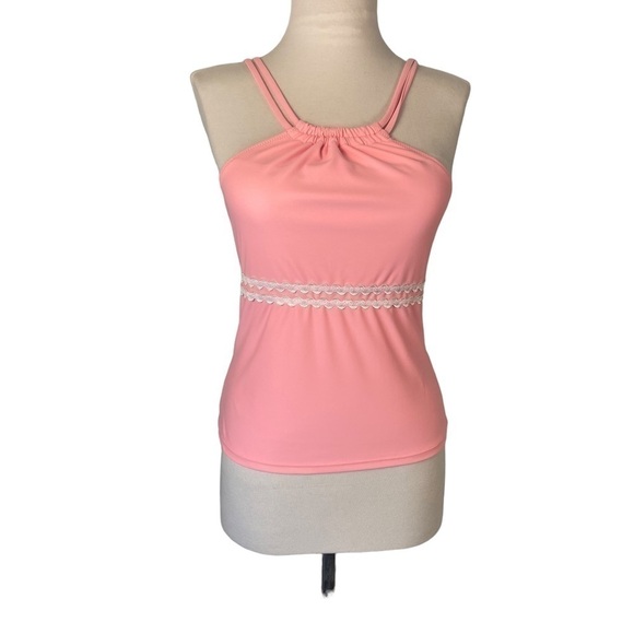nwt Beachsissi Pink Strappy Cross Back Tankini Top - Picture 5 of 8